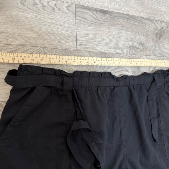 Terra Sky Black Paper Bag Shorts Plus 4X Pull On Belted Pockets Lounge Fashion - Picture 10 of 15